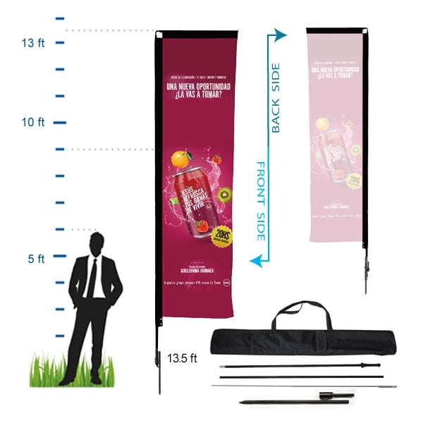 13.5 ft. Rectangle Advertising Flag Kit 3 (Single Sided)