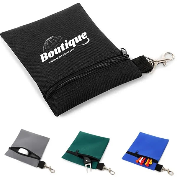 Golf Accessory Pouch W/ Zipper and Clip Hook