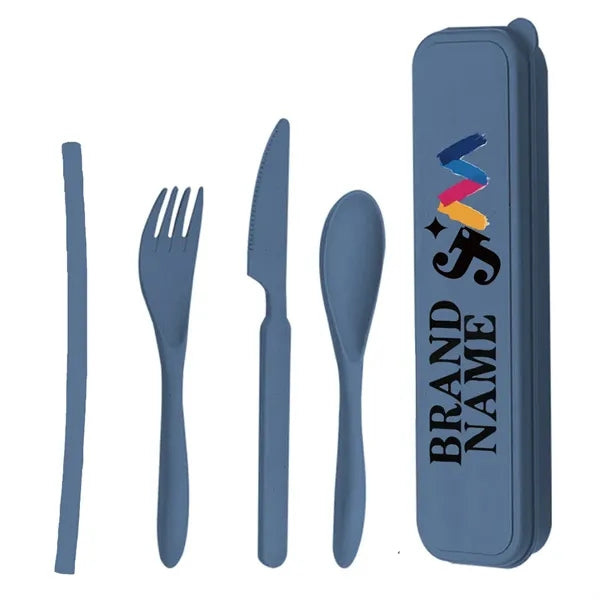 Portable Reusable Cutlery Wheat Straw Tensils Set