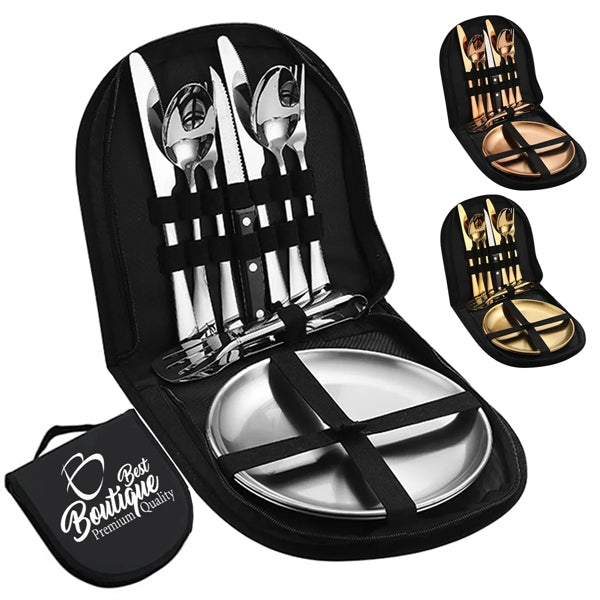 Custom Portable Stainless Steel Picnic Camping Utensil Set