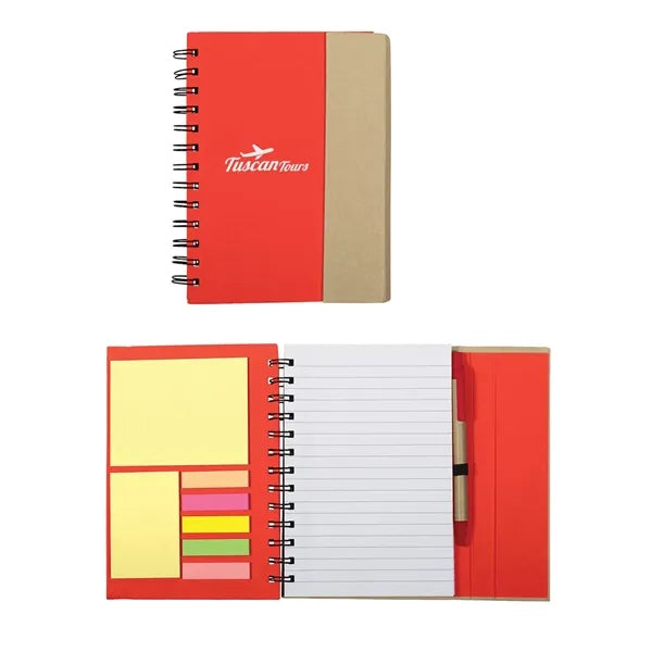 Spiral Notebook With Sticky Notes & Pen 5.75" x 7.25".