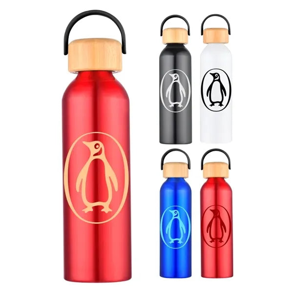 Union Printed - 24Oz.Recycled Aluminium Bottle w/ Bamboo Lid