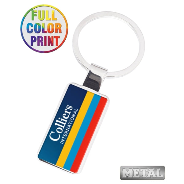 Rectangle Shaped Metal Keychain - Full Color
