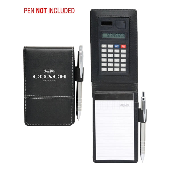 Leatherette Pocket Jotter with Calculator Memo Pad