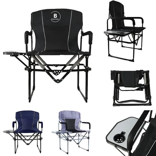 Heavy Duty Folding Camping Outdoor Chair with Side Table