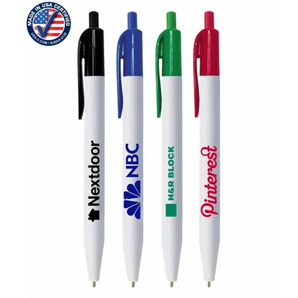 Union Printed - USA ECO White Barrel Click Pens