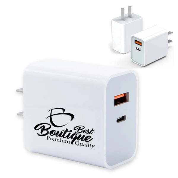 USB Type C 30W Fast Charging Dual Port Block Wall Plug Power