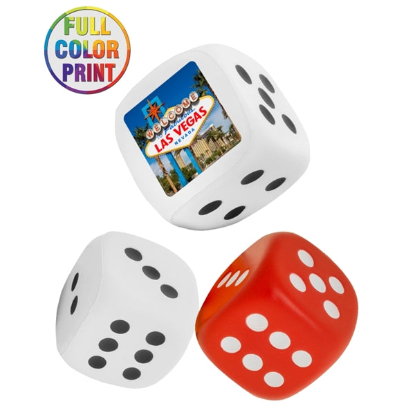 Union printed, Dice Shaped Stress Balls Full Color