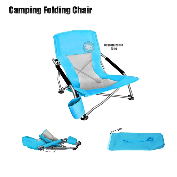 Low Beach Camping Folding Chai With Cup Holder & Carry Bag
