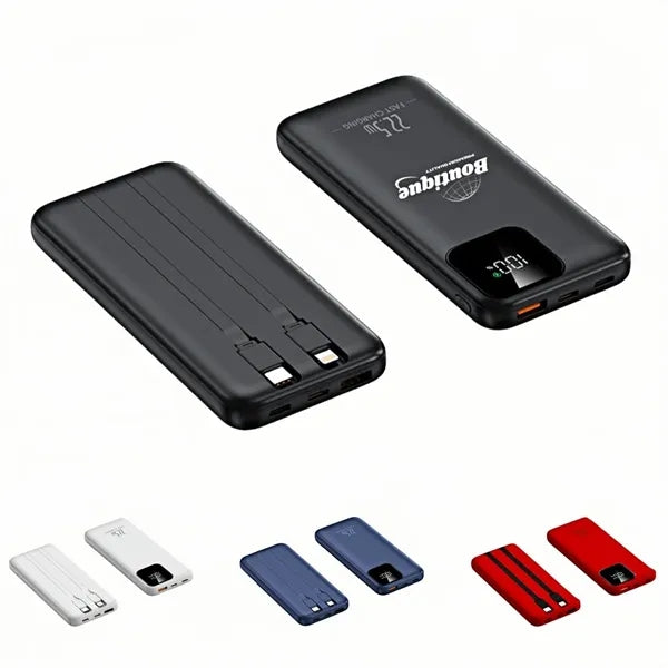 Fast Charging Power Bank With Display And Built In Cables