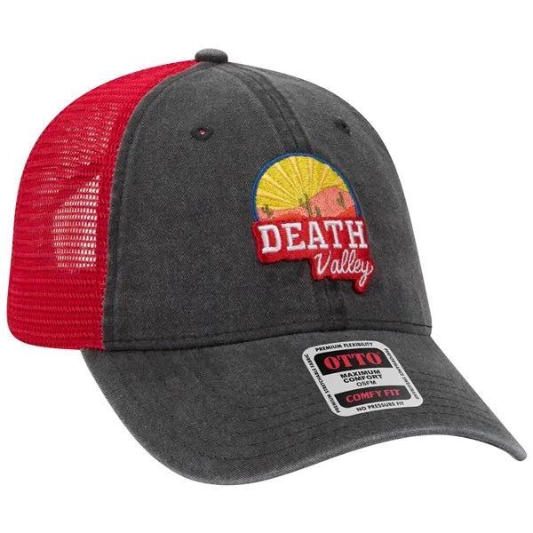 6Panel Garment Washed Cotton Twill/Mesh Back Low Profile Cap