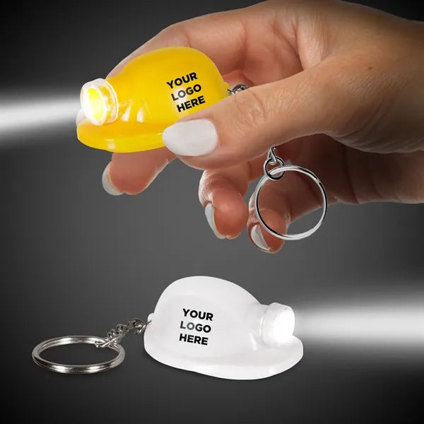 Safety Helmet LED Light Up Flashlight Keychain