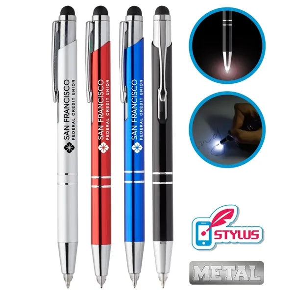 Union Printed, "Lucid" 3-in1 Metal LED Flashlight Stylus Pen