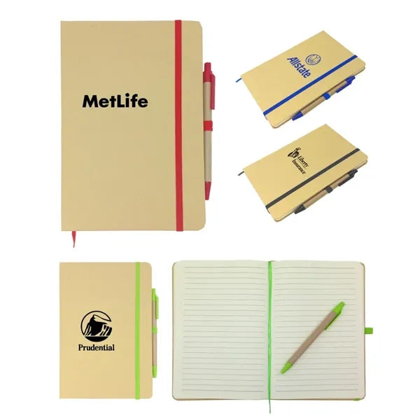 Classic style notebook w/ kraft paper cover & pen