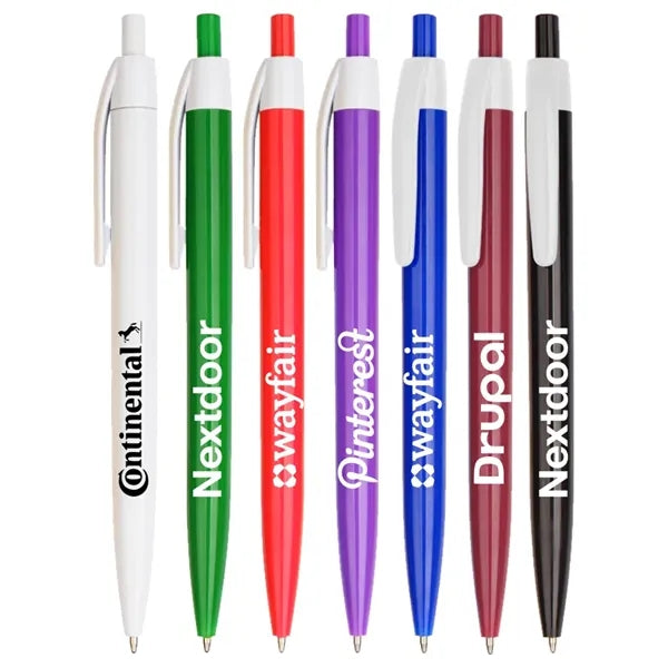 Lincoln Colored Barrels w/ White Trim Click Pen