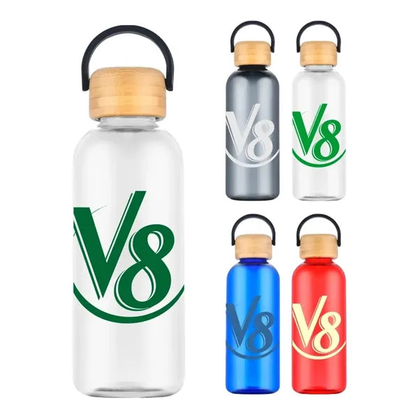 Union Printed - 21 Oz. Plastic Water Bottle w/ Bamboo lid