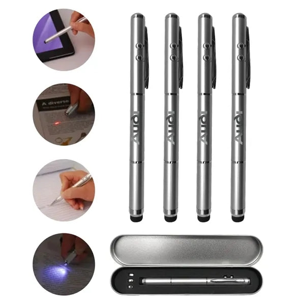 Union Printed - Metal Ballpoint Laser-Light Pen w/ Stylus