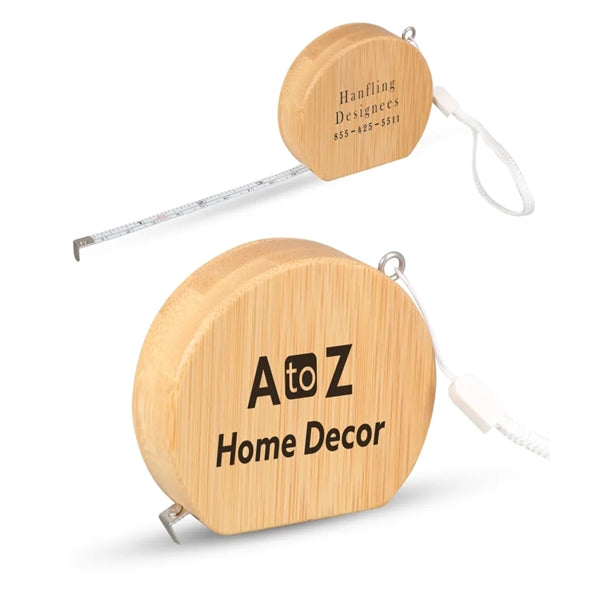 Bamboo Wood (3ft) Round Shaped Tape Measure and Wrist Band