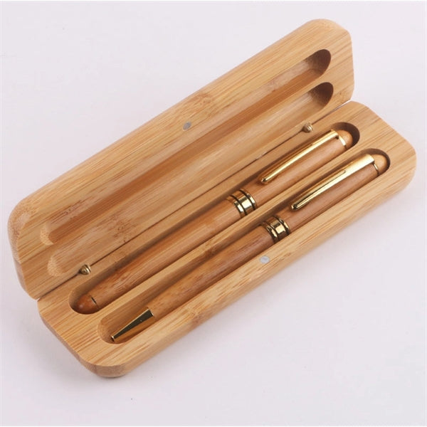 Bamboo Pens Set with Gift Case, Promotional Business Pens