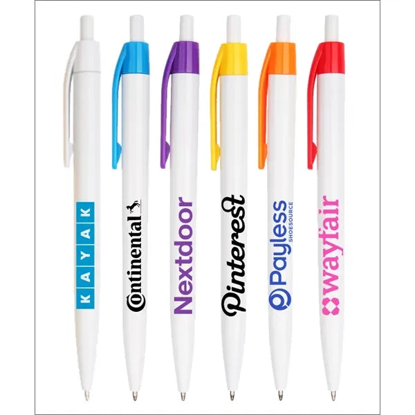Lincoln White Barrels w/ Colored Trim Click Pen