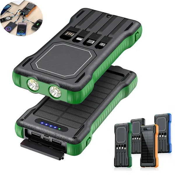 20000mAh Power Bank Solar Charger With 4 Built-in Cables