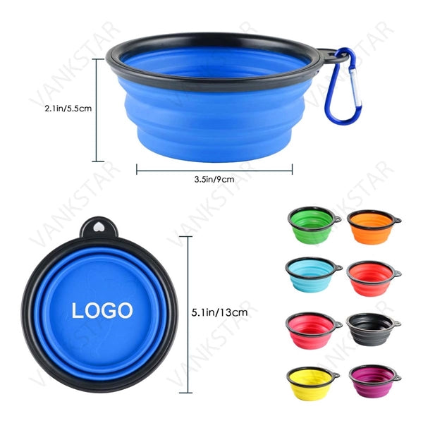 Silicone Collapsible Pet Bowl With Carabiner