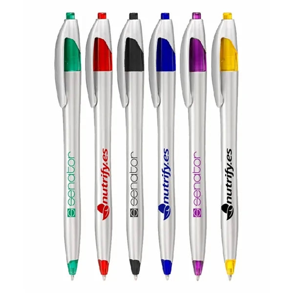 Union Printed, "Elegant" Clicker Pen - Silver Barrels