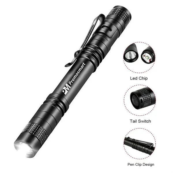 Waterproof Aluminum Mini Pocket Pen Flashlight with Clip
