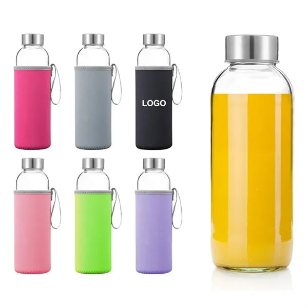 18oz Glass Water Bottle with Sleeve