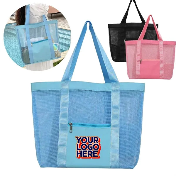 Semi-Transparent Mesh Tote Bag With Reinforced Trim See Thro