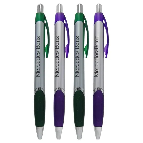 Union Printed, "Vegas" Silver Clicker Pen w/ Grip