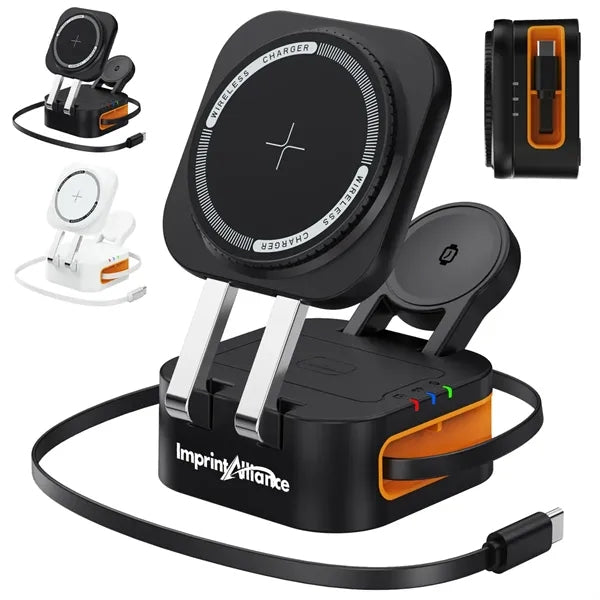 4-in-1 Retractable Cable Magnetic Wireless Charging Hub