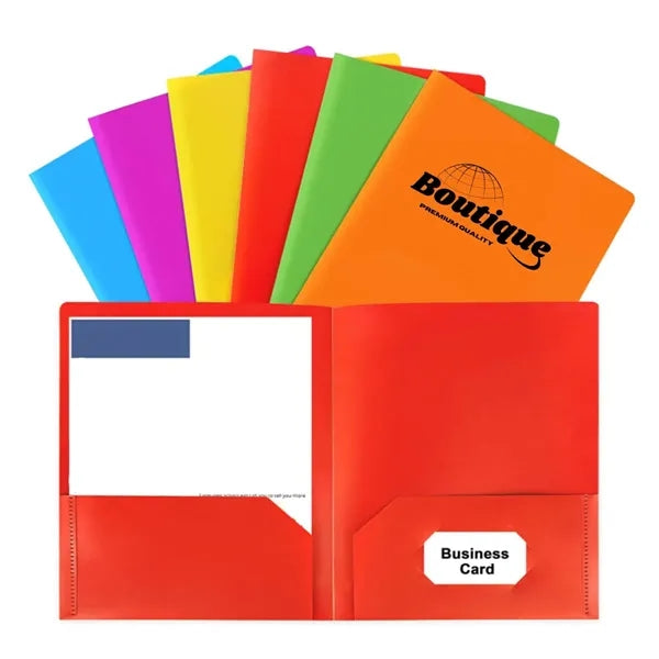 Poly Folders with Business Card Slot Durable Plastic