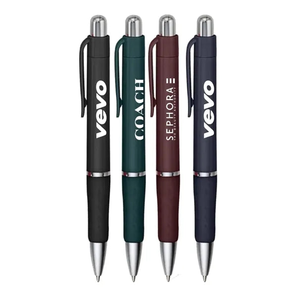 Rigid - Solid Colored Ballpoint Click Pen with grip