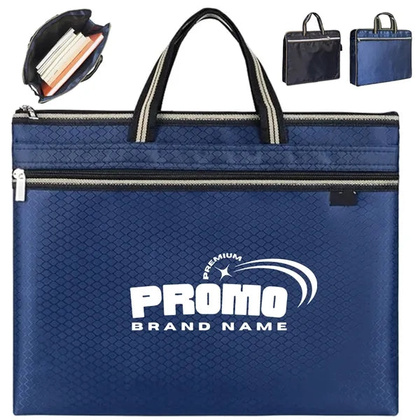 Durable Office Document Bag with Handles and Zipper Pocket