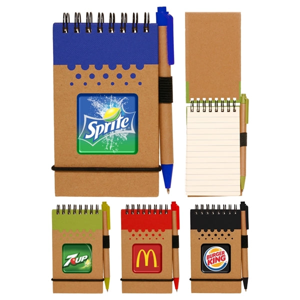Eco Spiral Notebook Jotter w/ Matching Pen - Full Color