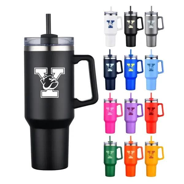 Union Printed - 40 Oz. Travel Mug w/ Handle and Straw