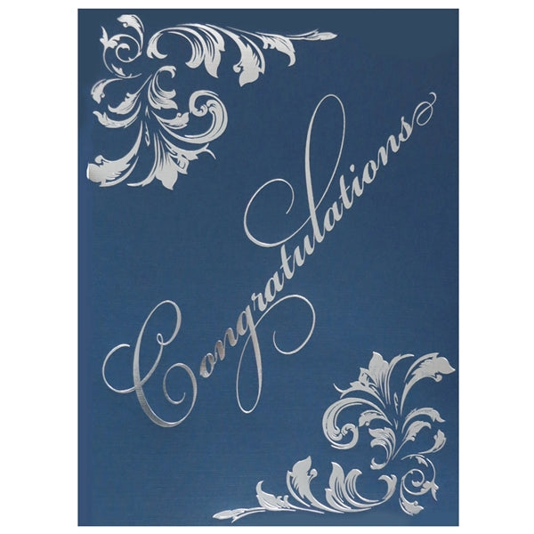 St. James® Certificate Folder, Silver Foil, Navy Blue, 83541