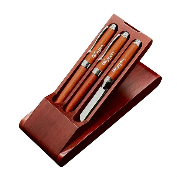Premade Wooden Box + Terrific Timber-3 Triple Pen Set