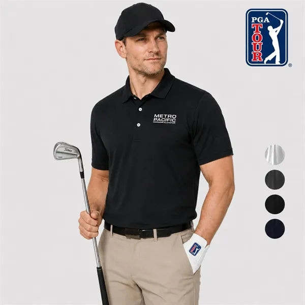 PGA TOUR® Men's Airflux Solid Mesh Golf Polo & Custom Logo
