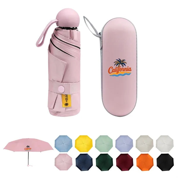 Mini Windproof Sun & Rain Pocket Umbrella With Case