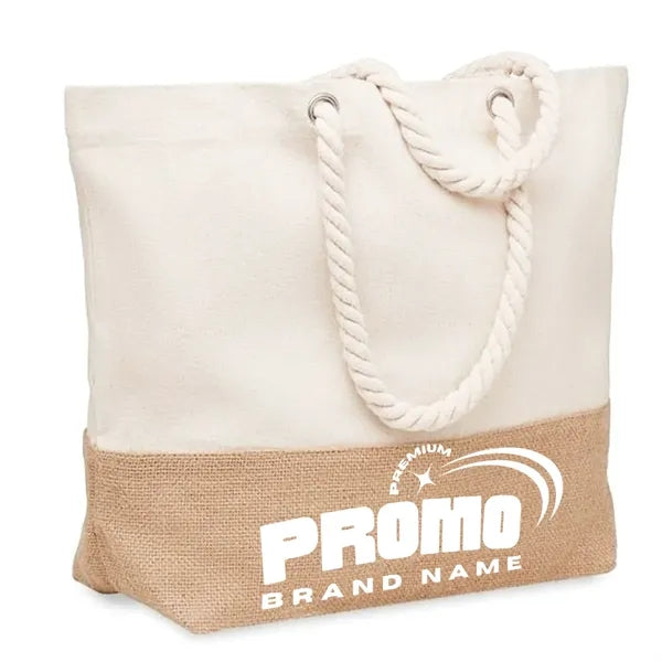Canvas and Jute Tote Bag with Rope Handles